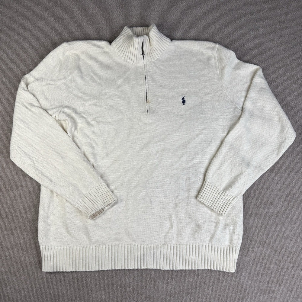 Polo Ralph Lauren Quarter Zip 100% Cotton‎ Mock Neck Pullover Sweater Size XL